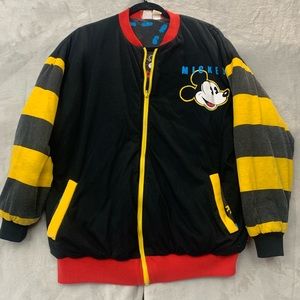 RARE DISNEY VINTAGE MICKEY MOUSE BIG COLOR BLOCK BOMBER JACKET PUFFER